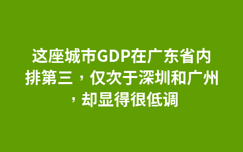 这座城市GDP在广东省内排第三,仅次于深圳和广州,却显得很低调1