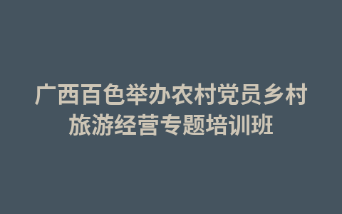 广西百色举办农村党员乡村旅游经营专题培训班1