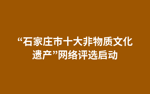 “石家庄市十大非物质文化遗产”网络评选启动1